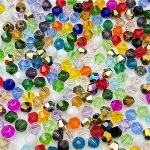 400pcs 4mm Bicone Glass Crystal Beads for Jewelry Making, Faceted